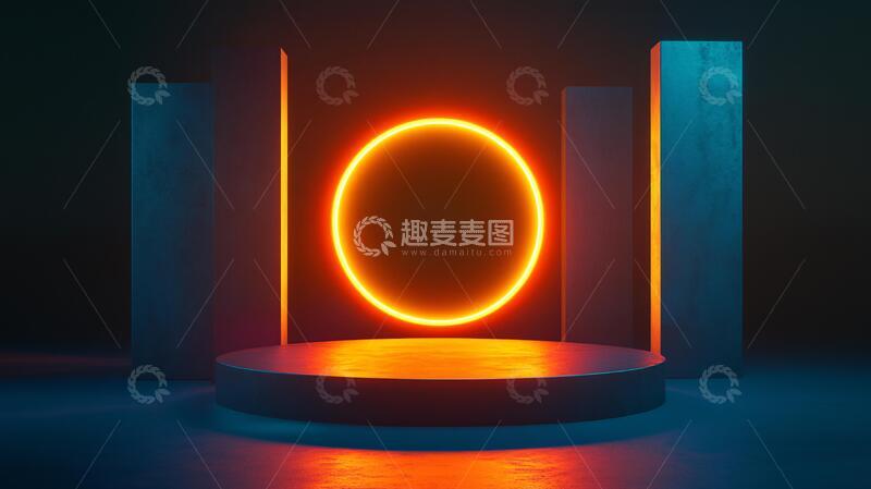 高清大图下载【趣麦麦图】霓虹灯展台平台拱门舞台