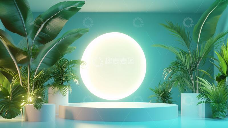 高清大图下载【趣麦麦图】霓虹灯展台场景产品造型