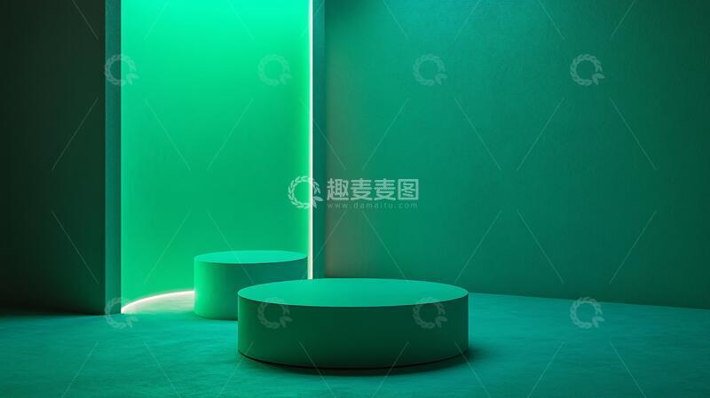 高清大图下载【趣麦麦图】简约秀场产品讲台绿色
