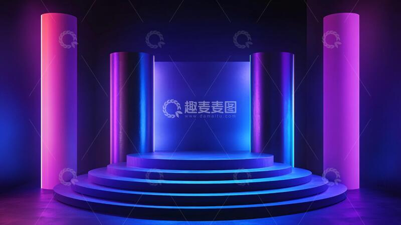 高清大图下载【趣麦麦图】霓虹灯展台舞台场景造型