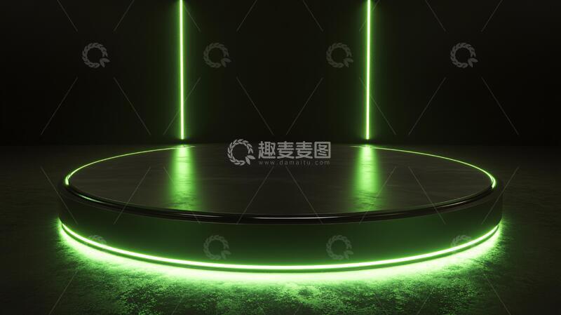 高清大图下载【趣麦麦图】霓虹灯展台圆形舞台平台