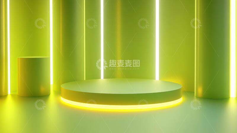 高清大图下载【趣麦麦图】绿色展示台讲台圆形舞台