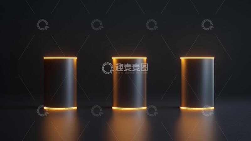 高清大图下载【趣麦麦图】发光展示台线条场景光影