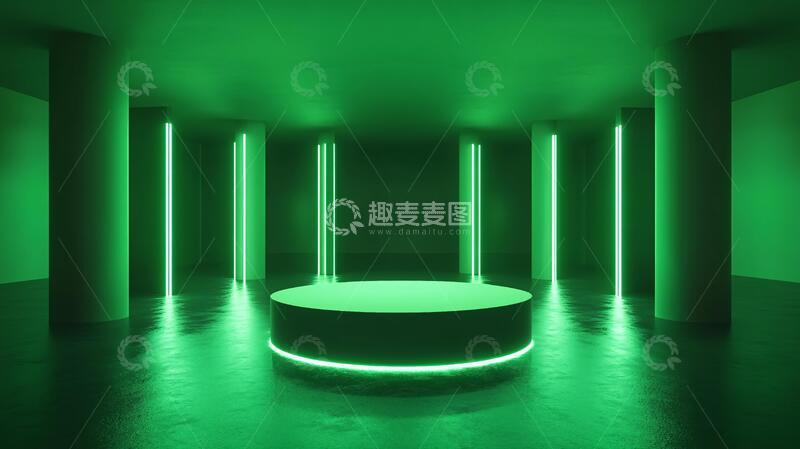 高清大图下载【趣麦麦图】简约秀场舞台绿色圆形