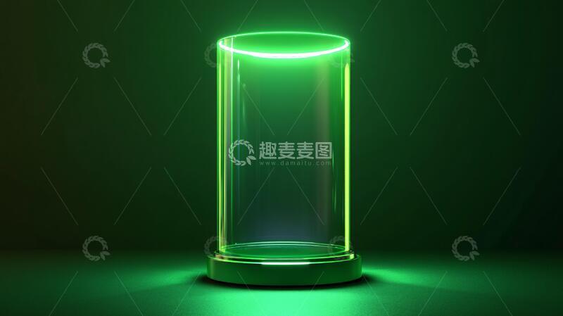 高清大图下载【趣麦麦图】圆柱灯箱绿色玻璃光柱