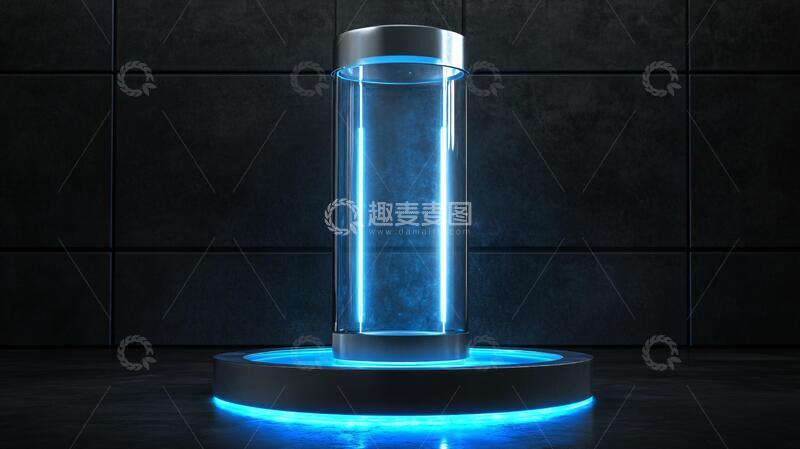 高清大图下载【趣麦麦图】蓝色发光柱光柱灯箱蓝色