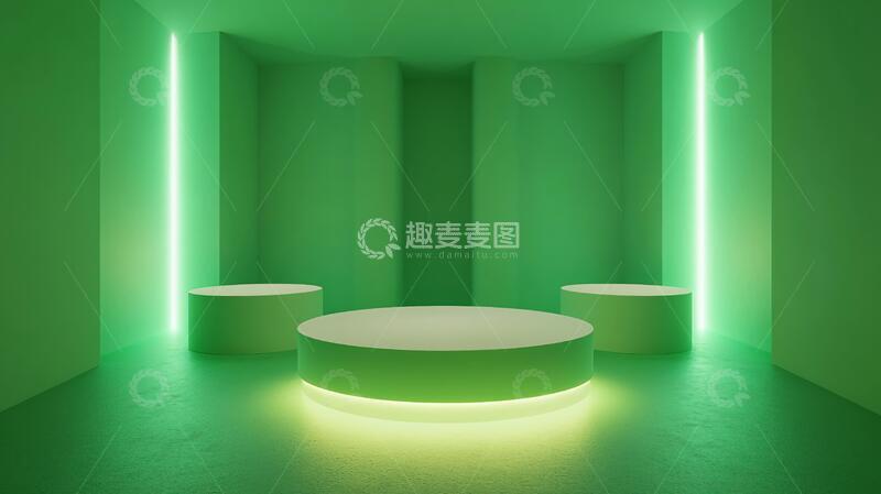 高清大图下载【趣麦麦图】简约秀场背景绿色舞台