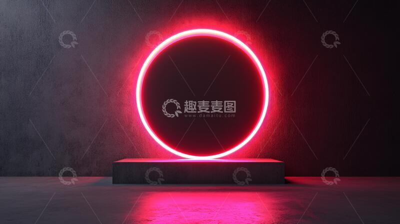 高清大图下载【趣麦麦图】霓虹灯展台平台拱门粉色