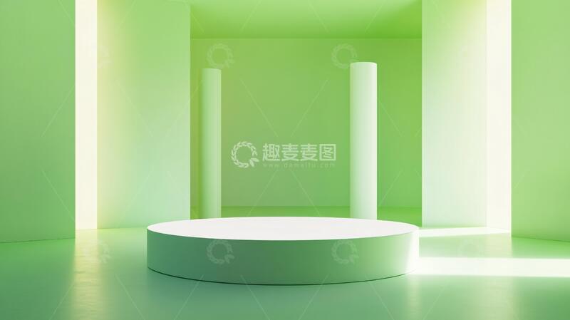 高清大图下载【趣麦麦图】-简约秀场产品背景绿色