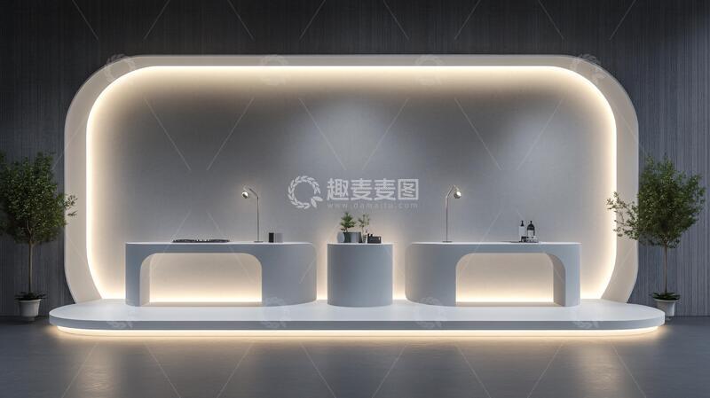 高清大图下载【趣麦麦图】创意接待台前台弧形模型