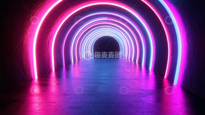 高清大图下载【趣麦麦图】七彩霓虹灯过道2