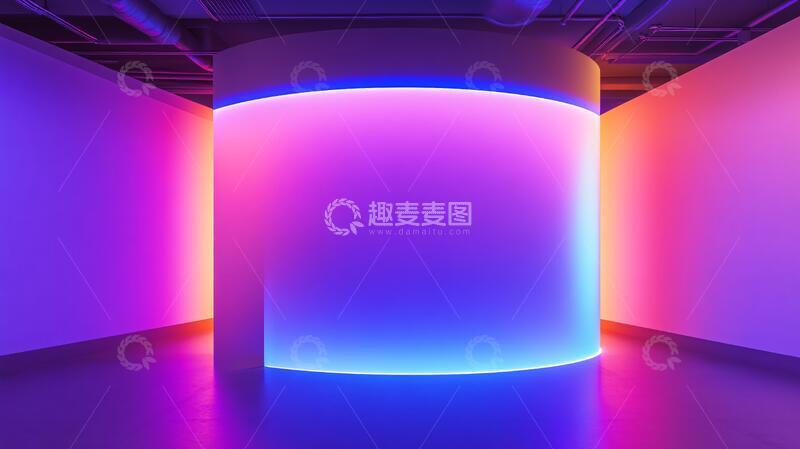 高清大图下载【趣麦麦图】霓虹灯展台场景彩色造型