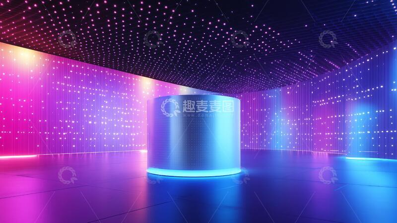 高清大图下载【趣麦麦图】霓虹灯展台背景舞台站台