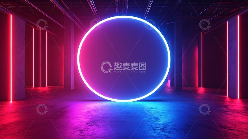 霓虹灯展台场景舞台圆形