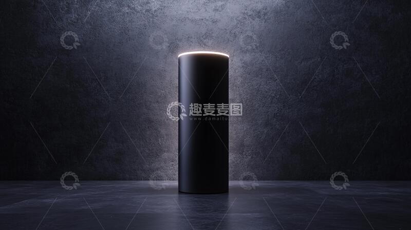 高清大图下载【趣麦麦图】黑色圆柱体黑色产品光影