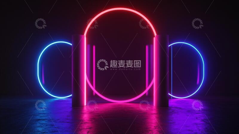 高清大图下载【趣麦麦图】霓光拱门拱门造型场景