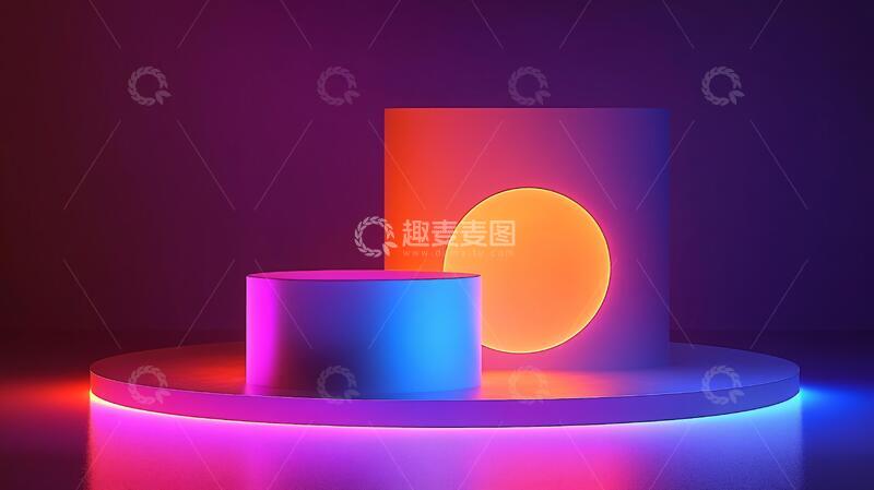 高清大图下载【趣麦麦图】霓虹灯展台讲台平台舞台