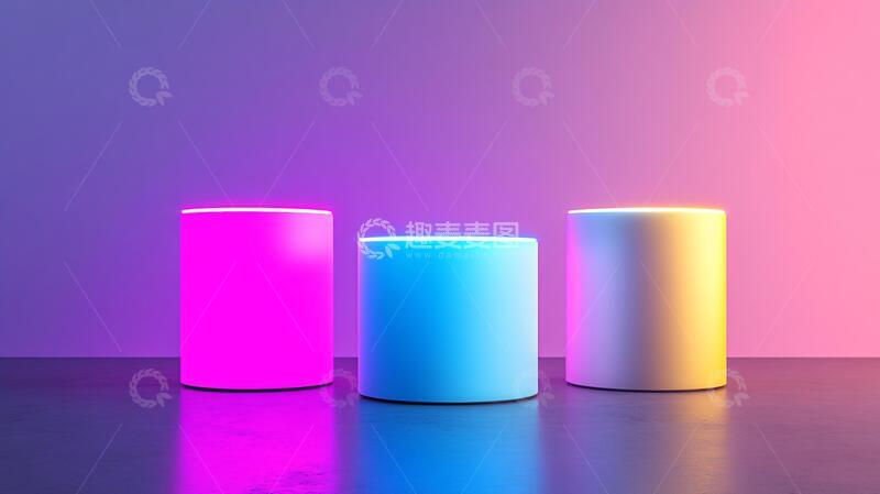 高清大图下载【趣麦麦图】霓虹灯堆景彩色背景粉色