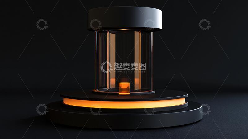 高清大图下载【趣麦麦图】金色圆柱展示台12