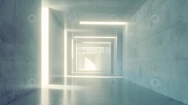 高清大图下载【趣麦麦图】霓虹走廊走廊隧道灯光