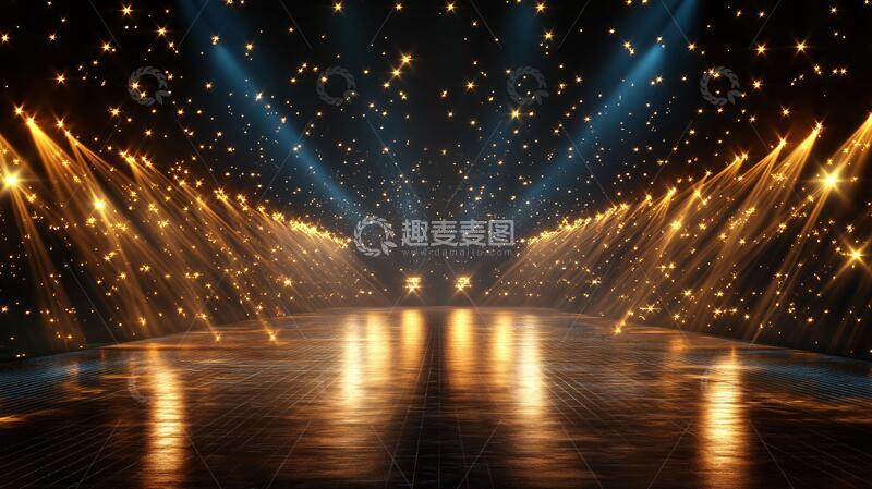 高清大图下载【趣麦麦图】大气香槟色舞台背景
