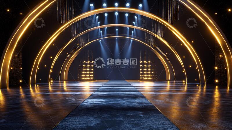 高清大图下载【趣麦麦图】黑金舞台背景2