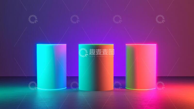 高清大图下载【趣麦麦图】霓虹灯展台彩色场景讲台