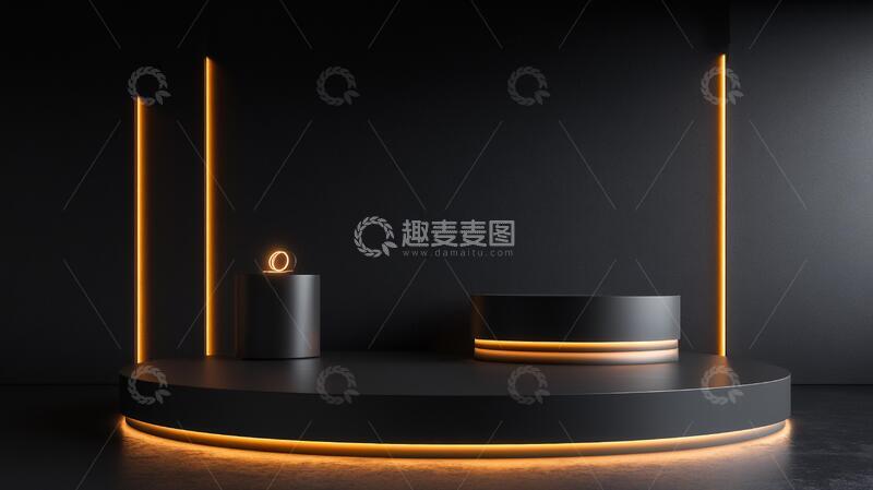 高清大图下载【趣麦麦图】发光展示台圆形前台场景