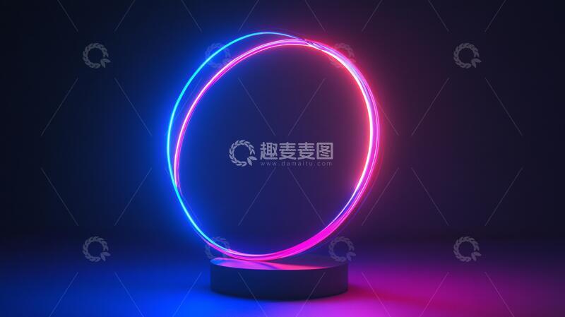 高清大图下载【趣麦麦图】霓虹灯展台场景平台拱门