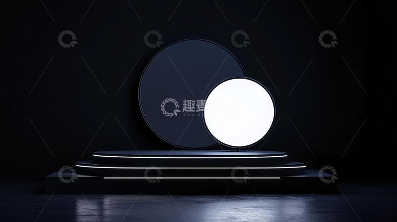 高清大图下载【趣麦麦图】发光展示台产品平台圆形