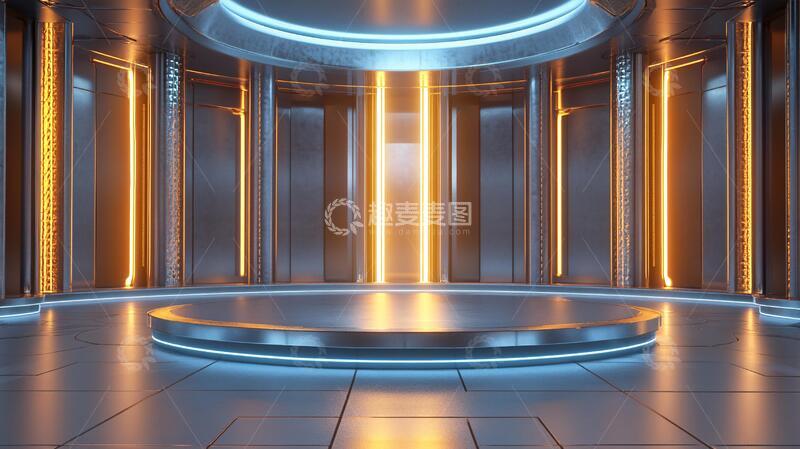 高清大图下载【趣麦麦图】飞船大厅舞台大厅金色