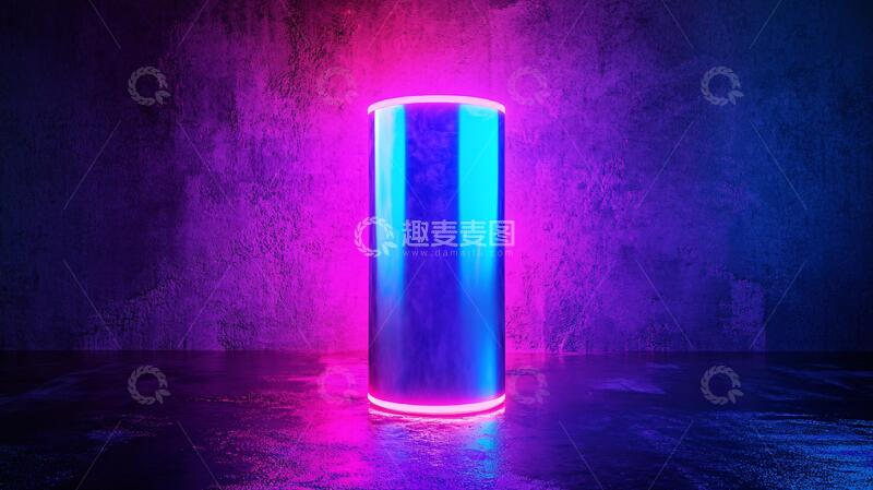 高清大图下载【趣麦麦图】霓虹灯展台光柱蓝色科技