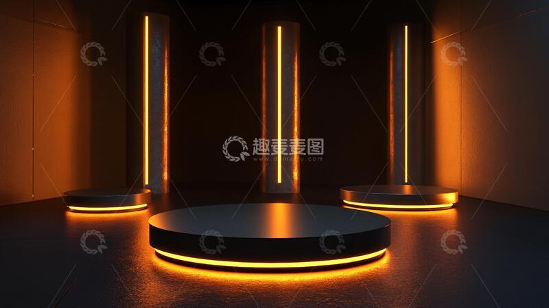 高清大图下载【趣麦麦图】光影平台圆形科技平台