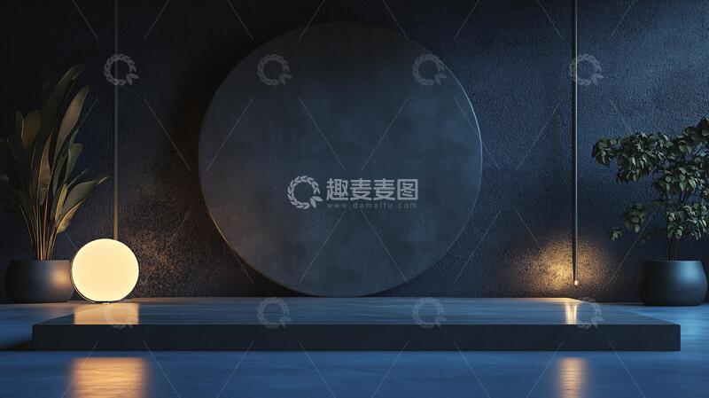 高清大图下载【趣麦麦图】蓝色的展示台5