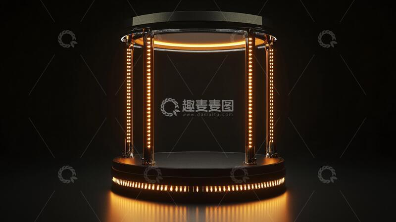 高清大图下载【趣麦麦图】霓虹灯展台圆形圆柱科技
