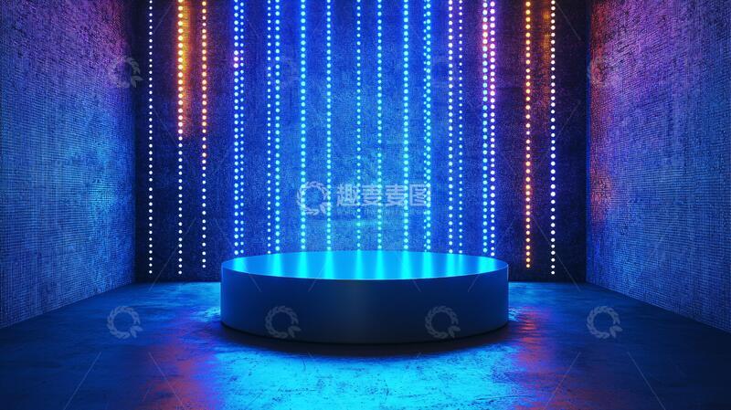高清大图下载【趣麦麦图】霓虹灯展台圆形舞台科技1