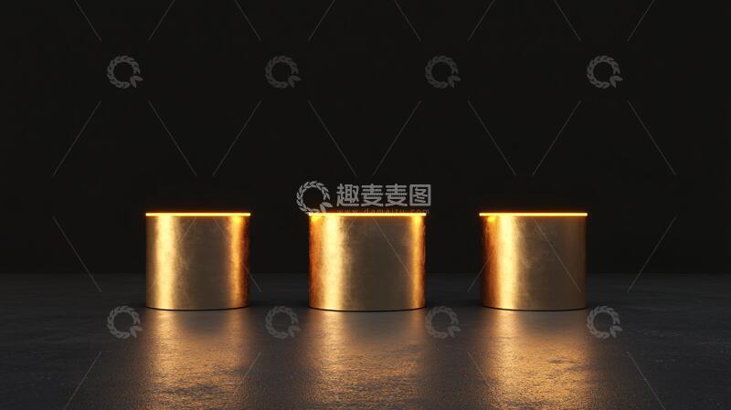 高清大图下载【趣麦麦图】金色圆柱展示台22