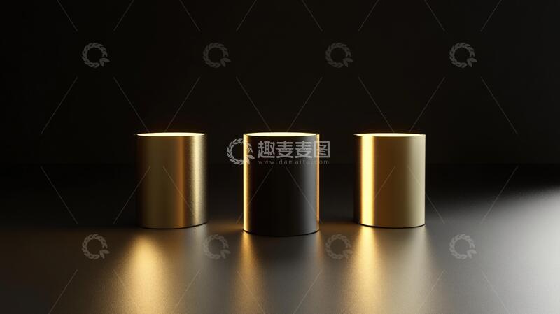 高清大图下载【趣麦麦图】金色展示台金色黑金底座