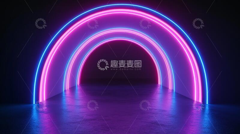 高清大图下载【趣麦麦图】霓光拱门拱门隧道灯管