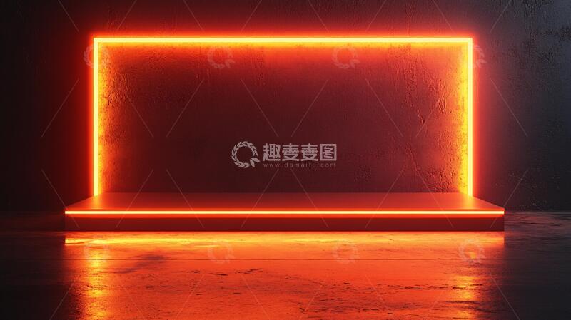 高清大图下载【趣麦麦图】霓虹灯展台舞台场景橙色