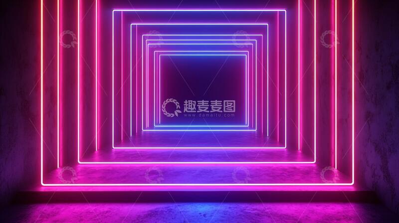 高清大图下载【趣麦麦图】流光溢彩的霓虹灯走廊16