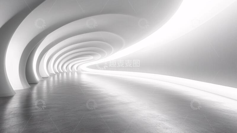 高清大图下载【趣麦麦图】渲染隧道走廊灯光白色