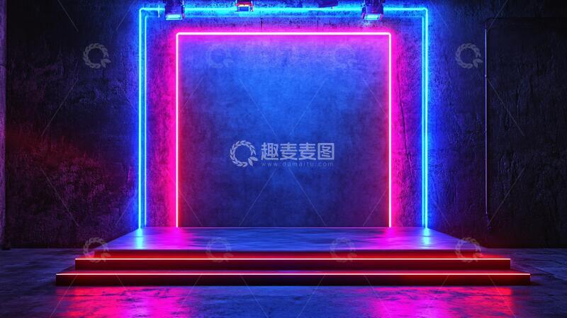 高清大图下载【趣麦麦图】霓虹灯展台舞台场景造型1
