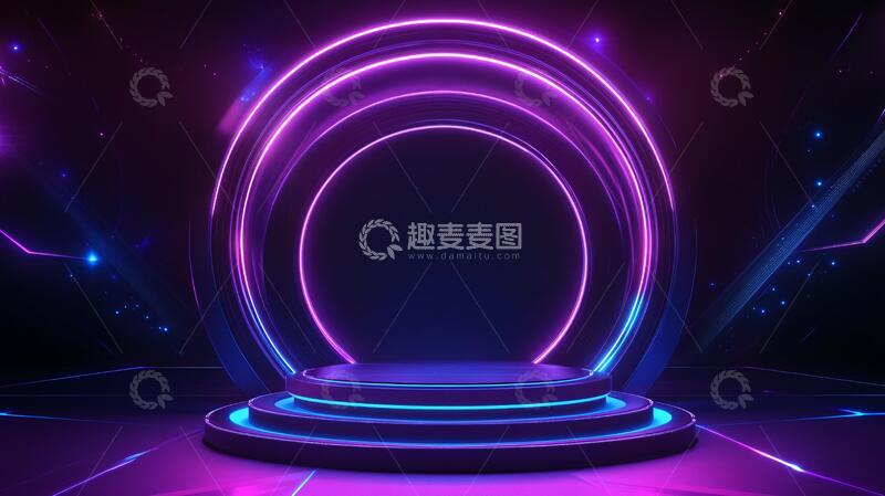 高清大图下载【趣麦麦图】霓虹灯展台舞台场景圆形