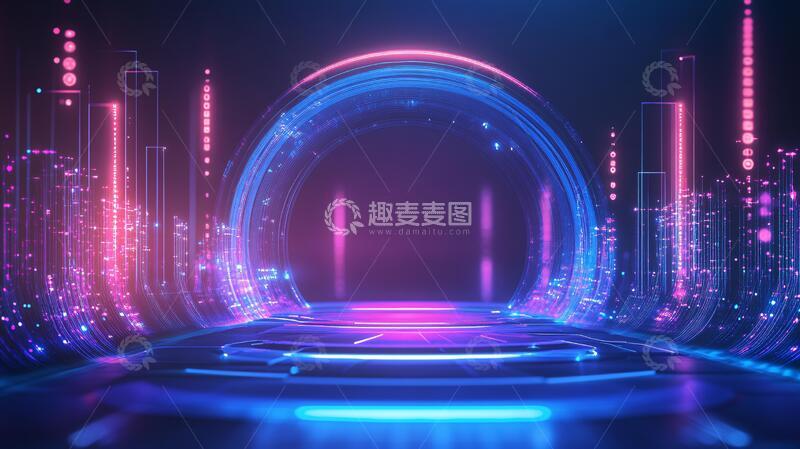 高清大图下载【趣麦麦图】彩色科技科技背景舞台