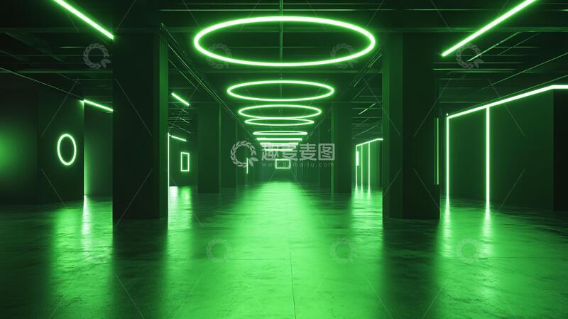 高清大图下载【趣麦麦图】霓虹走廊走廊长廊科幻