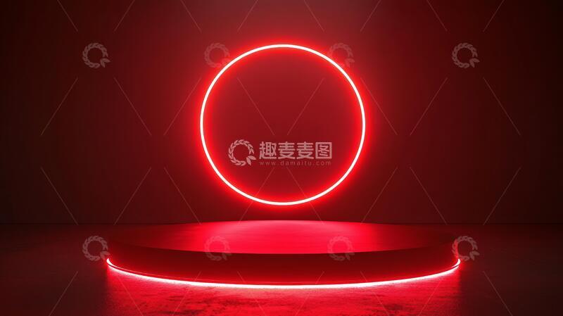 高清大图下载【趣麦麦图】霓虹灯展台平台圆形舞台2