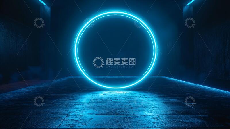 高清大图下载【趣麦麦图】霓虹灯展台走廊圆形科技