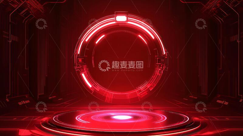高清大图下载【趣麦麦图】科技风红色科技红色背景1