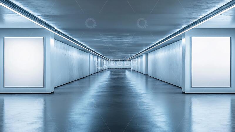 高清大图下载【趣麦麦图】蓝色画廊走廊画廊蓝色